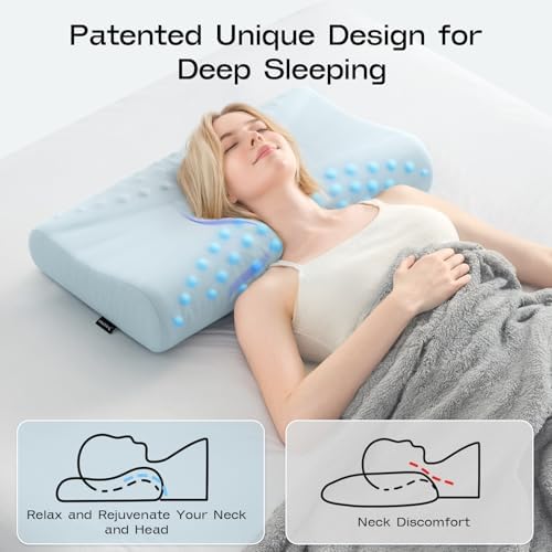 Cooling ComfortErgonomic Cervical Pillow for Side Back Stomach Sleepers