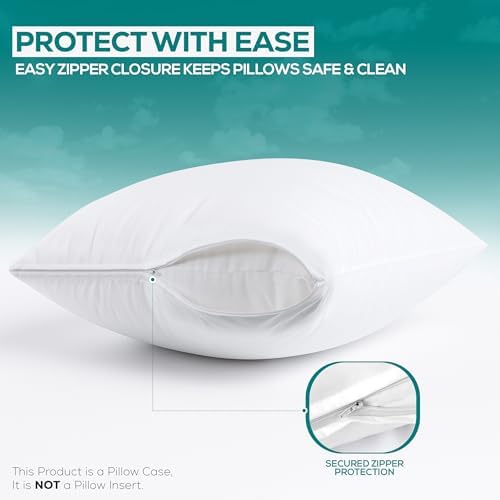 Utopia Bedding 2-Piece Zippered Waterproof Pillow Protectors Queen Size