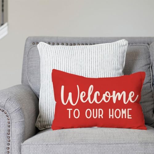 PANDICORN 12x20 Inch Throw Pillow Covers Red Farmhouse Holiday Decor