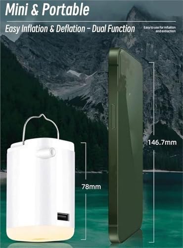 Mybomlwow Portable Air Pump with LED Light for Camping Travel