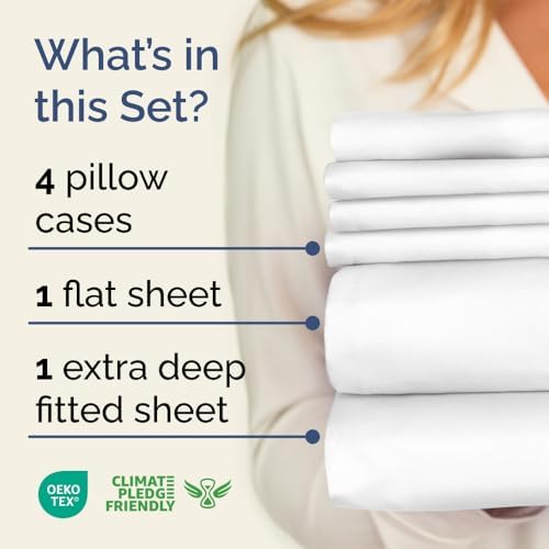 Extra Deep King Sheet Set - 6 Piece - Breathable Cooling Microfiber - White