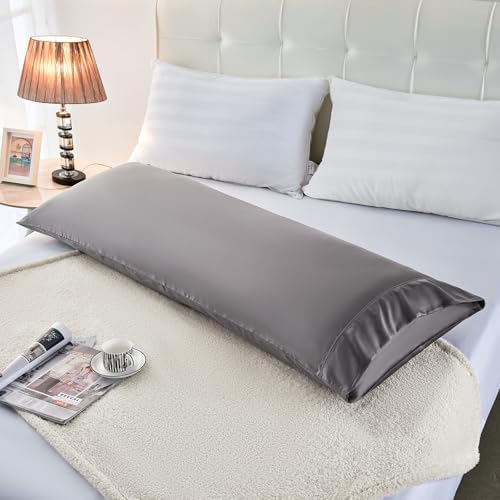 Premium Eucalyptus Lyocell Pillowcase Dark Grey Long Bed Pillow Case 20X54 inches