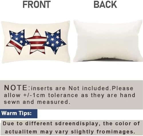 RABUSOFA Patriotic 4th of July Decorative Pillow Covers 12x20