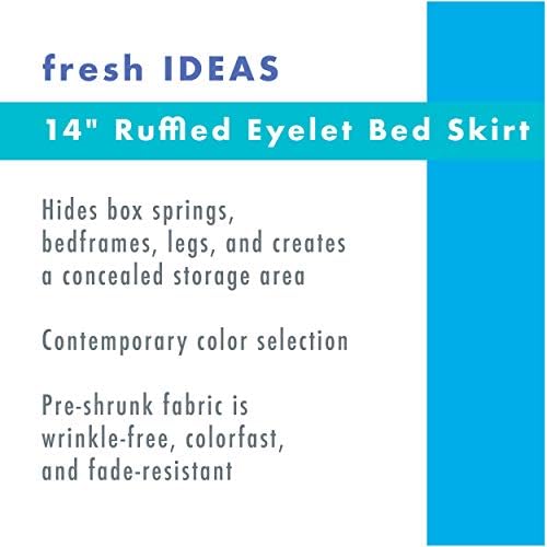 Fresh Ideas 14 Inch Ruffled Eyelet Queen Bed Skirt with 12 Pins
