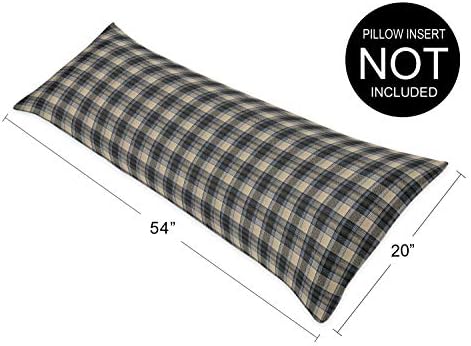 Sweet Jojo Designs Blue and Tan Woodland Plaid Flannel Body Pillow Case Cover