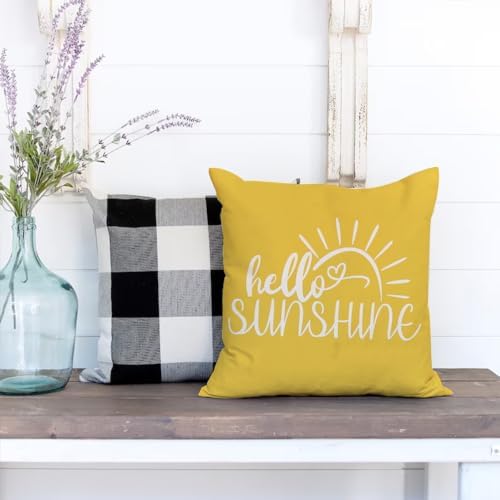 JXZYGMD Hello Sunshine Outdoor Farmhouse Summer Pillow Covers 18x18