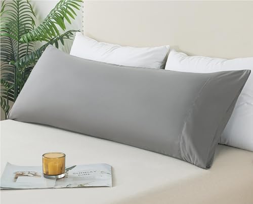 WhatsBedding Body Pillow Cover Soft Microfiber Pillowcase 20x54 Inch Grey