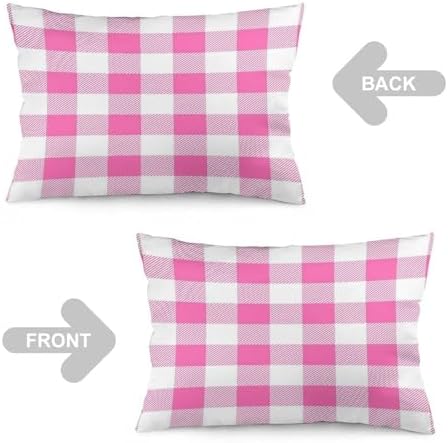 Chic Pink Preppy Buff Check Plaid 12x20in Modern Pillow Cover
