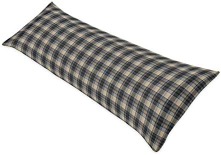 Sweet Jojo Designs Blue and Tan Woodland Plaid Flannel Body Pillow Case Cover