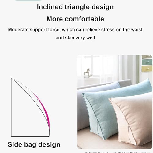 Yonwait Triangular Headboard Wedge Pillow 70x35x20cm Washable Relax Pillow