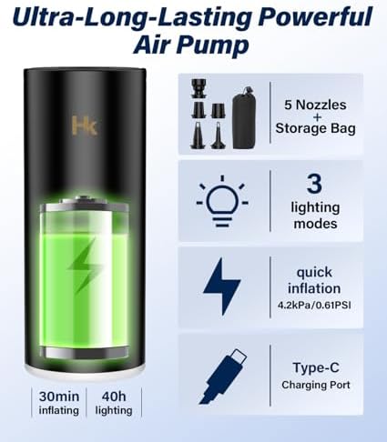 HK Air Pump for Inflatables with Camping Light
