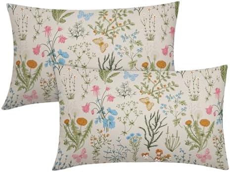 Kawani Spring Pink Set - Floral Lumbar Pillow Covers 12x20 Inch