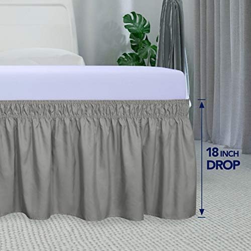 PureFit Wrap Around Ruffled Bed Skirt - Gray