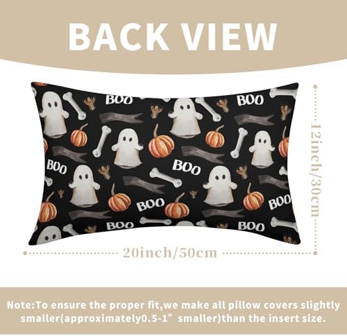 Halloween Black Lumbar Pillow Covers 12x20in x2