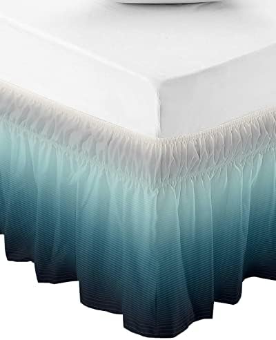 Gradient Turquoise Bed Skirt Queen Size 18 Inch Drop