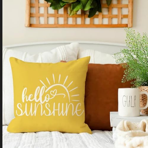 JXZYGMD Hello Sunshine Outdoor Farmhouse Summer Pillow Covers 18x18
