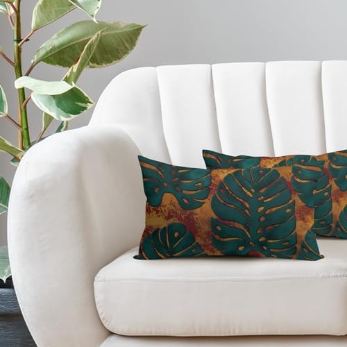 Cozy 12x20 Pillow Cover Tropical Leaf Design