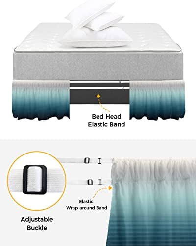 Gradient Turquoise Bed Skirt Queen Size 18 Inch Drop