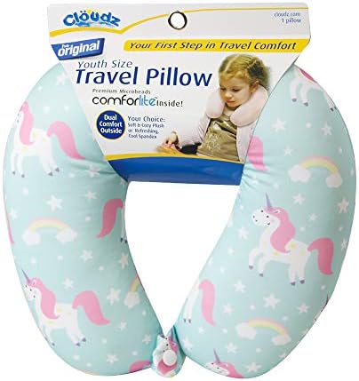 Cloudz Kids Patterned Microbead Airplane Travel Pillow - Unicorn