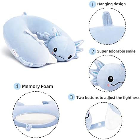 Niuniu Daddy Axolotl Travel Neck Pillow for Kids and Adults