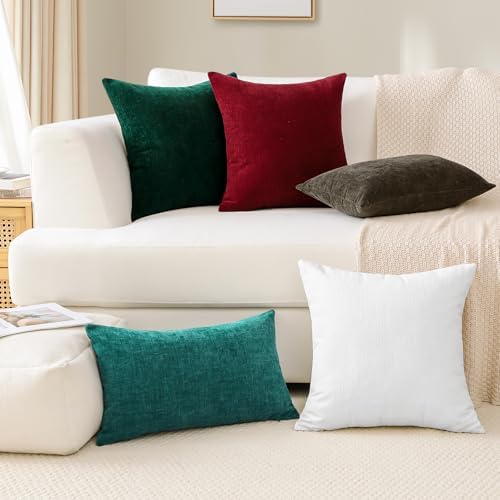 Chenille Throw Pillow Cover Soft Brown Decorative Pillow Case