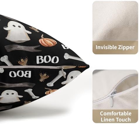 Halloween Black Lumbar Pillow Covers 12x20in x2