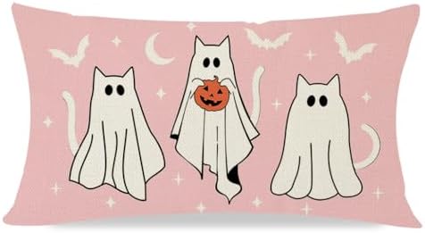 Halloween Pink Throw Pillow Cover 12x20-Inch
