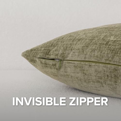 VOILYBIRD Texture Throw Pillow Covers 12x20 Inches Sage Green Pack of 2