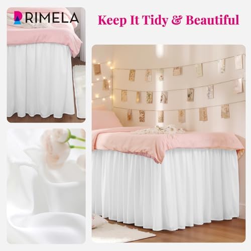 Stylish and Machine-Washable Dorm Bed Skirt Twin XL White Bed skirt