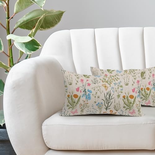 Kawani Spring Pink Set - Floral Lumbar Pillow Covers 12x20 Inch