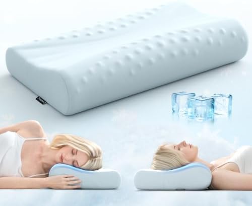Cooling ComfortErgonomic Cervical Pillow for Side Back Stomach Sleepers