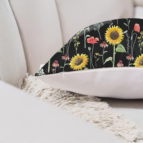 Golden Summer Sunflower Lumbar Pillow Cover
