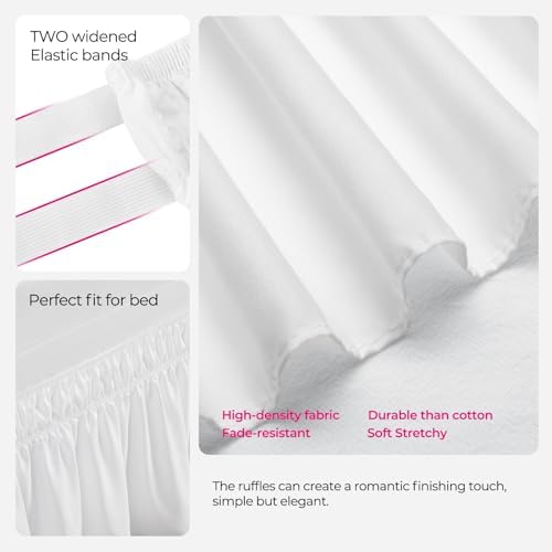 Stylish and Machine-Washable Dorm Bed Skirt Twin XL White Bed skirt