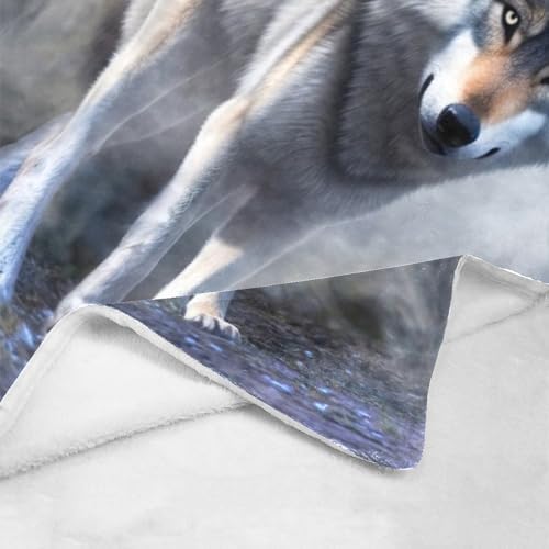 Custom Throw Blanket with Name Personalized Wolf Fleece Throw for Home