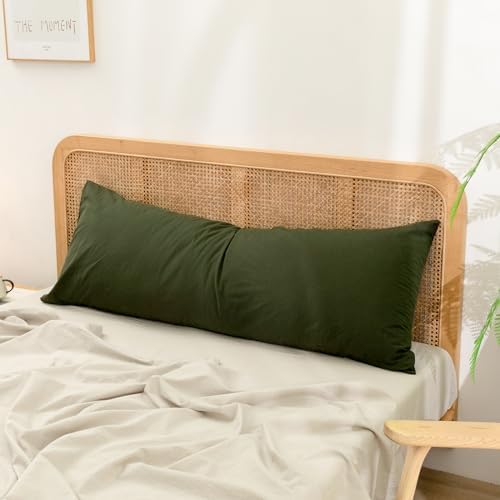 Soft Breathable Washed Cotton Pillowcase Olive Green