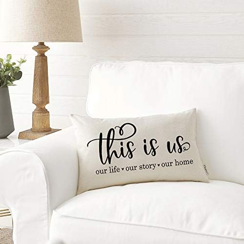 Meekio Farmhouse Pillow Covers with This is Us Quote 12x20