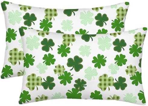 St Patricks Day Throw Pillow Covers Set of 2 12x20 Inch Buffalo Plaid