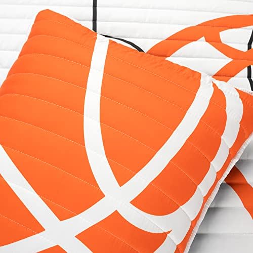 Basketball Quilt Set for Kids Oversized Reversible White Navy