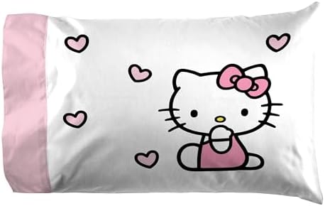 Hello Kitty Stripes Hearts Queen Size Sheet Set - Cozy and Fun