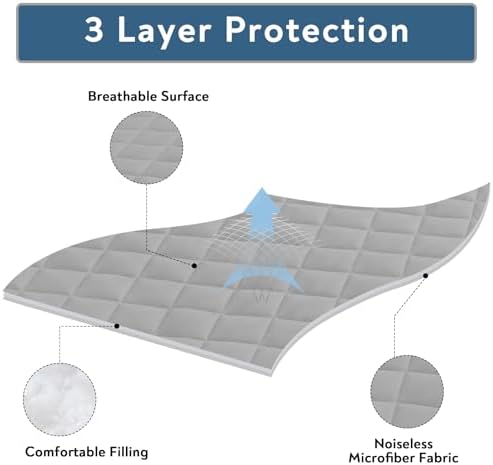 Soft Breathable Noiseless Queen Mattress Pad