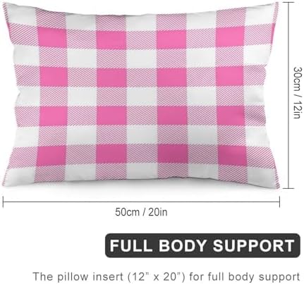 Chic Pink Preppy Buff Check Plaid 12x20in Modern Pillow Cover
