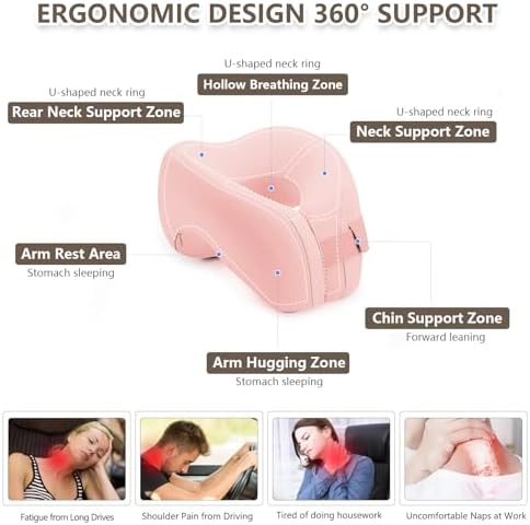 SPUER 2-in-1 Ergonomic Memory Foam Travel Neck Pillow