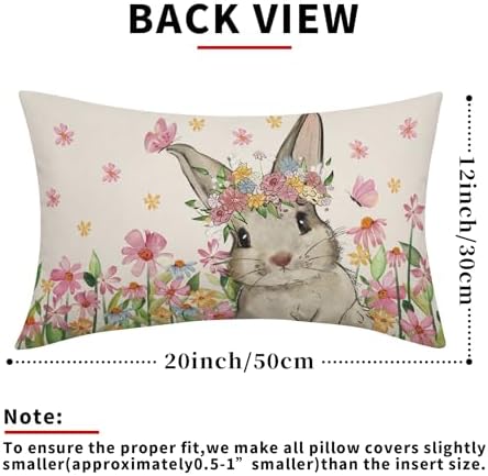 Bunny Rabbit Easter Pillow Covers 12x20 inches 2 Set