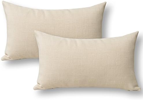 Jeanerlor Home Set of 2 Faux Linen Throw Pillow Covers 12x20 Inch