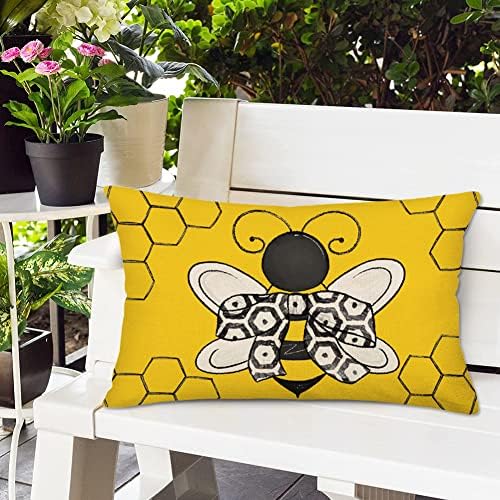 Bee Honeycomb Pillow Cover Yellow 12x20-Inch