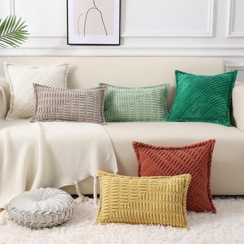 decorUhome Decorative Green Throw Pillow Covers Set of 2