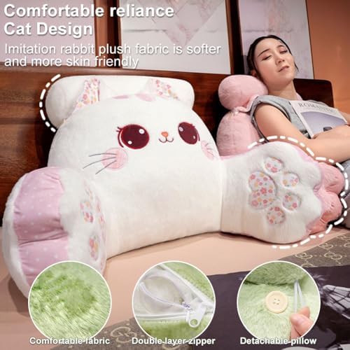 Cute Cat Reading Pillow Support Neck Shoulders Washable