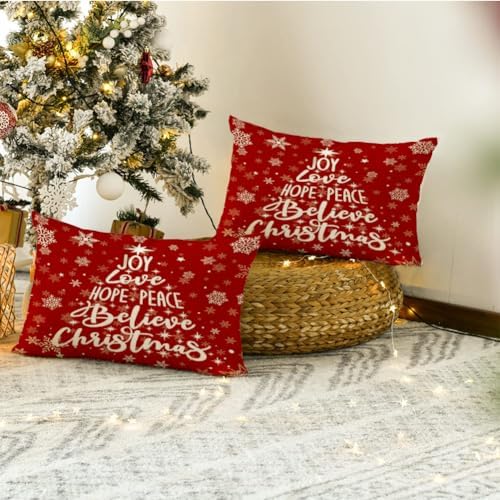 RABUSOFA Red Christmas Pillow Covers 12x20
