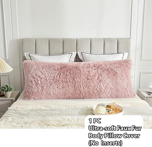 LIFEREVO Body Pillow Cover with Zipper Ultra Soft Plush Faux Fur 20x54