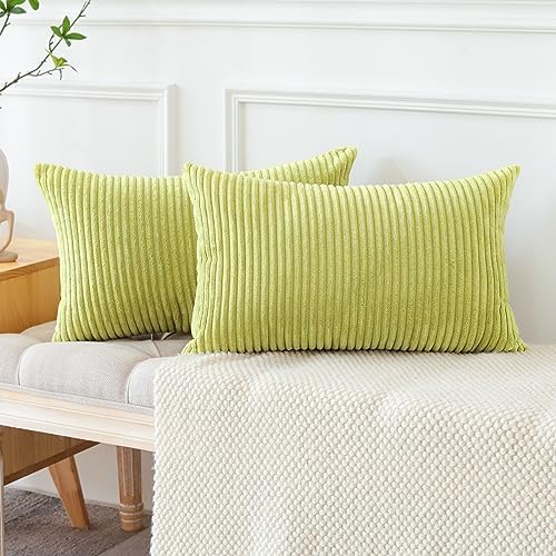 OTOSTAR 12x20 Inch Solid Corduroy Pillow Covers with Stripes